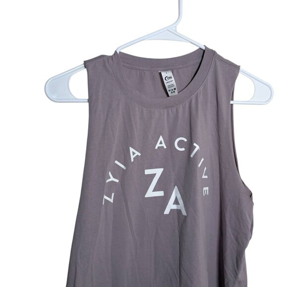 Zyia Active Tank Top Women's Large Graphic Tee Sleeveless Athletic Crew Neck - Picture 2 of 9